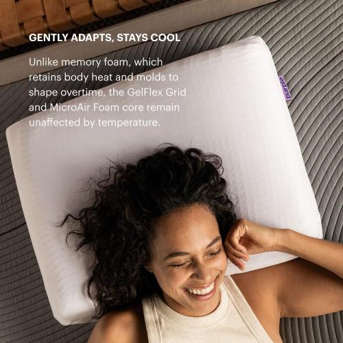 Purple DreamLayer Pillow -  - Cooling Memory Foam Alternative Neck Pillow, Soft Contour-Hugging GelFlex Grid and MicroAir Foam, Adjustable Loft, Pressure-Relieving Support