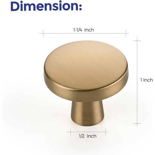 Ravinte Champagne Bronze Cabinet Knobs Solid Pulls Single Hole 15 Pack