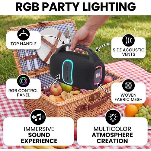 T&G TG Bluetooth Ourdoor Speaker with Bass, 60W Loud Boombox