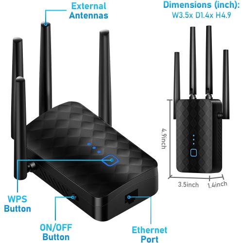 WiFi Extender Signal Booster, Dual Band 5.8GHz&2.4GHz, Support 99% Devices