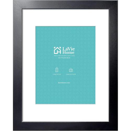 LaVie Home 14 x 18 Poster Frame Black, Display Pictures 11x14 with Mat or 14x17 Without Mat, Stable and Sturdy Picture Frame and Polished Plexiglass, Horizontal and Vertical Format of The Wall