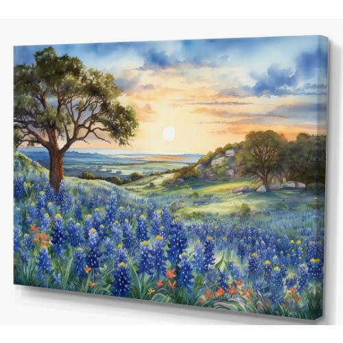 Blue Bonnets Sunset - Blue Bonnets Wall Decor Small
