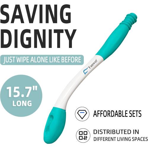 Fanwer Toilet Aids for Wiping Bottom - 15.7 Long Reach Comfort Butt Wiper Tools - Bottom Buddy Wiping aid Self Assist for Men, Women, Disabled,Elderly,Pregnant,and Back Surgery Recovery (2 Pack)