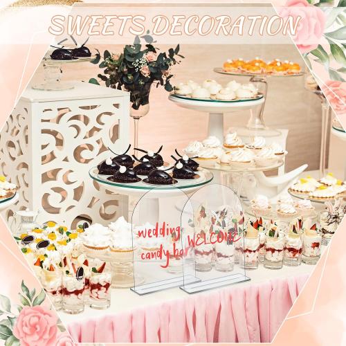 Juexica  5x7 Inch Clear Acrylic Arch Sign - Blank DIY Table Numbers with Stand for Weddings, Office Parties & Menus