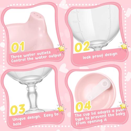 Irenare 1 Pcs Wine Sippy Cup Baby No Spill 5oz Goblet Style Pink