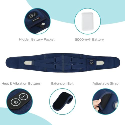 Comfytemp Cordless Heating Pad with Massager for Back FSA Eligible HSA Blue