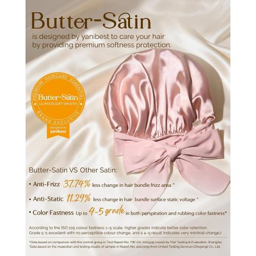YANIBEST Adjustable Silk Bonnet for Sleeping Women Double Layer Satin Bonnet Reduce Friction Prevent Frizz Curly Hair