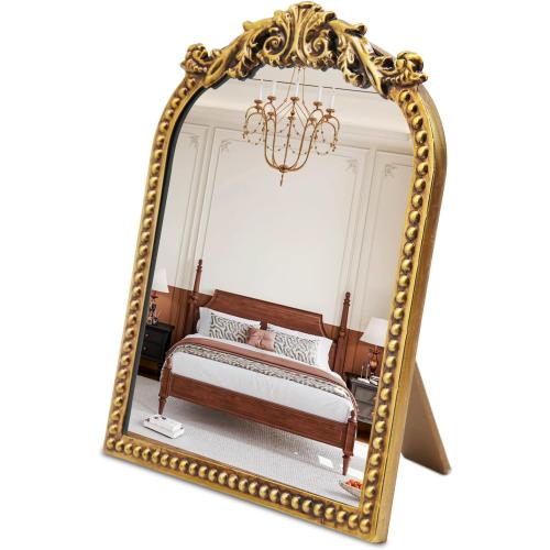 Vintage Makeup Mirror, 12.1x 9.8 Gold Arched Vanity Mirror