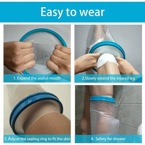 Tideshake Non-Slip Extra Wide Waterproof Leg Cast Cover for Showering, Reusable Adult Extra-Large Size Half Leg Cast Protector, Cast Bag for Shower, Cast Cover for Showering Foot