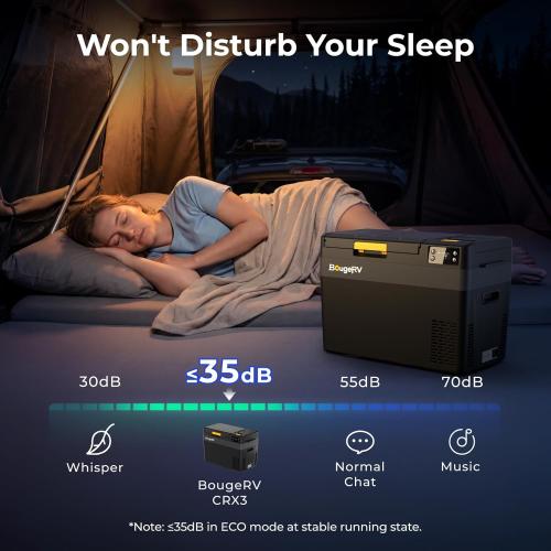 BougeRV Car Refrigerator with 240Wh LiFePO4 Battery, CRX3 30 Quart, -4℉~68℉ | Fast 12-Min Cool to 32℉, 35dB Low Noise, 12/24V DC 110V AC, Fridge or Freezer, 12v Cooler with Detachable Battery for Camping