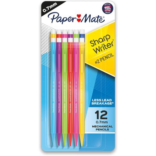 Paper Mate SharpWriter Mechanical Pencils 0.7 mm HB Number 2 Pencil Lead, School Supplies, Office Supplies, Classroom Must Haves, College School Supplies, Assorted Colors, 12 Count