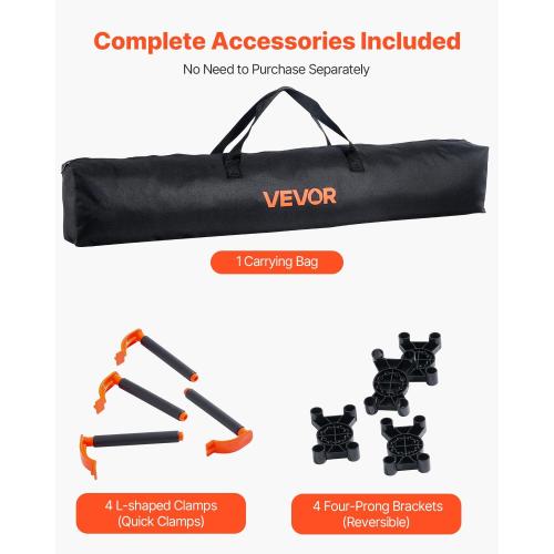 VEVOR Portable Folding Workstand, 4.15 x 2.18 ft Collapsible Workbench, 2500 lbs Weight Capacity, No Assembly Foldable Work Stand with Storage Bag, Table Top NOT Included, for Garage Workshop Outdoor