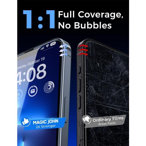 MAGIC JOHN 2 Pack for iPhone 13 Pro Max/iPhone 14 Plus 6.7 inch Tempered Glass Screen Protector, Auto Dust-Elimination Installation, Bubble Free, HD Clear, Easy Installation