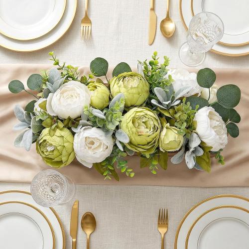 Summer Floral Centerpieces for Table Dining - Green White