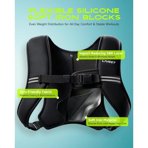 Weighted Vest for Women Men, Soft Iron, Reflective Strips