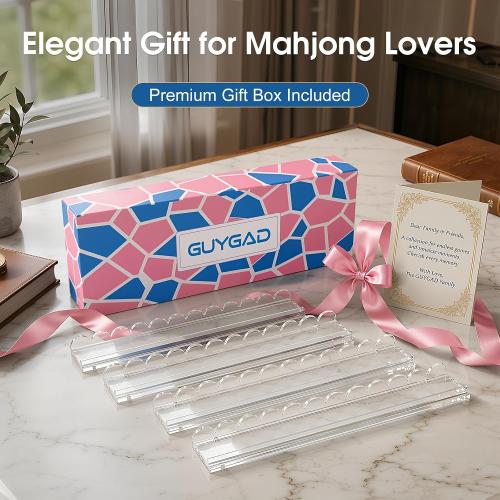 American Mahjong Racks with Pushers, Clear Acrylic Holders, 4-Pack