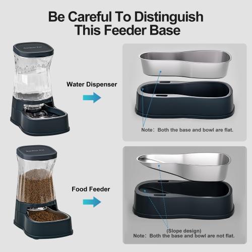 Automatic Dog Water Dispenser & Feeder Food Set, 304 Stainless Steel Bowls