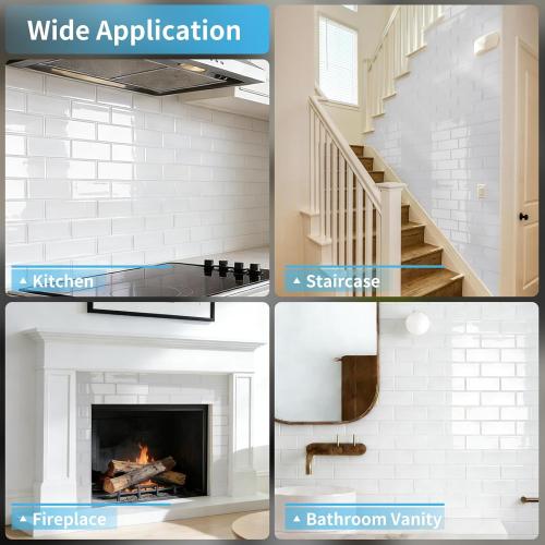 Art3d Subway Design Wall Tile, Peel and Stick Backsplash, 10-Pack, White