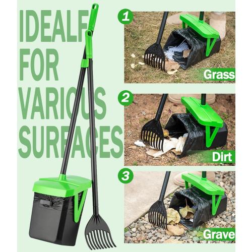 FUSBUNTY Dog Pooper Scooper, Swivel Bin & Rake Set with 100 Waste Bags
