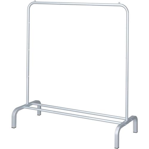 JIUYOTREE Metal Clothing Rack 43.3 Inches Clothes Garment Coat Rack with Bottom Shelf Clothing Rack for Hanging Clothes Coats Skirts Shirts Sweaters Silver Gray