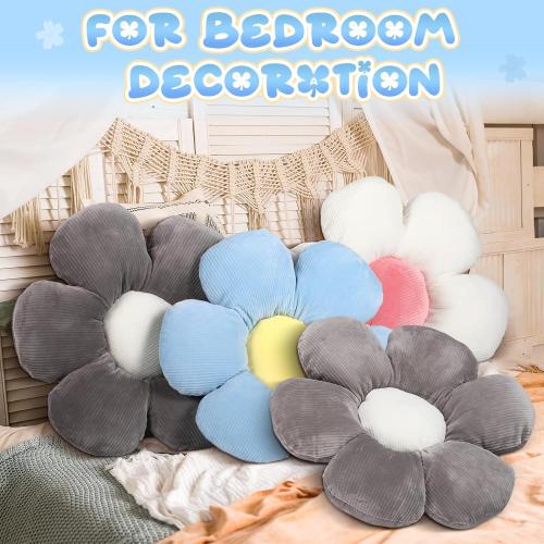 Reginary 4 Pcs Flower Pillows Floor Cushions, Daisy, Vivid, 15.75''