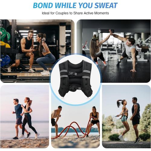 ZELUS Weighted Vest, 6lb/8lb/12lb/16lb/20lb/25lb/30lb Weight Vest with Reflective Stripe for Workout, Strength Training, Running, Fitness, Muscle Building, Weight Loss, Weightlifting