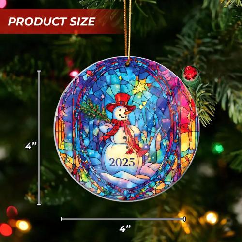 Christmas Ornaments Snowman 2025, Christmas Tree Decor, White Elephant Gifts for Women, Christmas Tree Forest Ornaments Round, Christmas Ornaments 2025