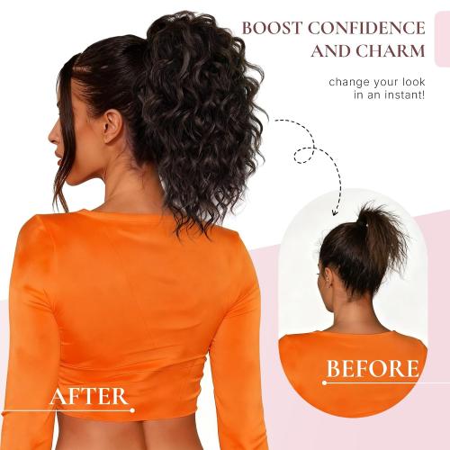 12 Inch Ponytail Extension, Curly Pony Tails Hair Extensions, Claw Clip