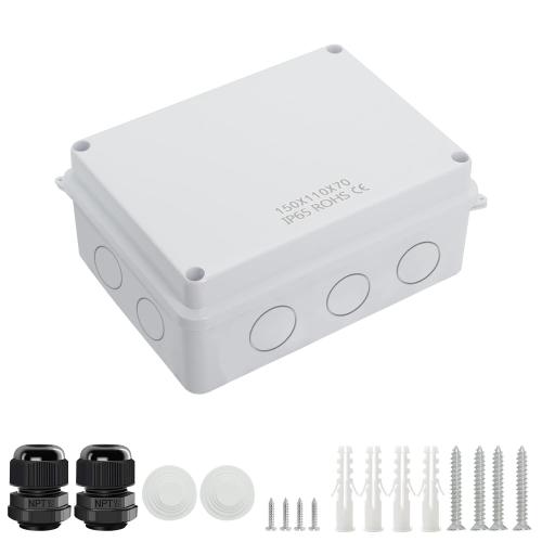 LeMotech Junction Box, Electrical Box IP65 Water Resistant Dustproof ABS Plastic Project Enclosure for Electronics White, External Size 5.9 x 4.3 x 2.8 inch