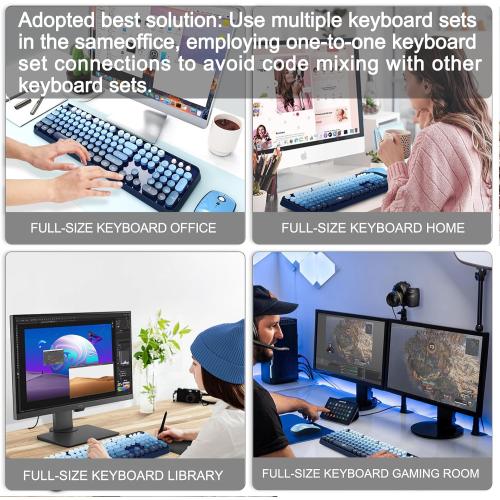 FOPETT Wireless Keyboard and Mouse Combo, 104 Keys Full-Sized 2.4 GHz Round Keycap Colorful Keyboards, USB Receiver Plug and Play, for Windows, Mac, PC, Laptop, Desktop (GradientBlue)