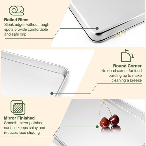 TeamFar Baking Sheet with Rack Set, 3 Pans   3 Racks, 16/12.5/10.5 Inch