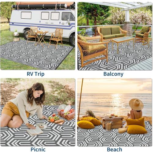 Garvee Outdoor Rug Large Waterproof Reversible Patio Rug