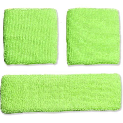 8 pack....Neon Nation Sweatband Combo Set 2 Wrist & 1 Headband