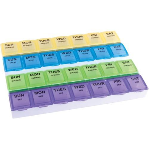 Ezy Dose Weekly 7-Day, 4x/Day Pill Organizer, Rounded Base, Large
