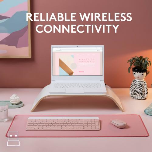 Logitech - MK470 Full-size Wireless Scissor Keyboard and Mouse Bundle for Windows with Quiet clicks - Rose