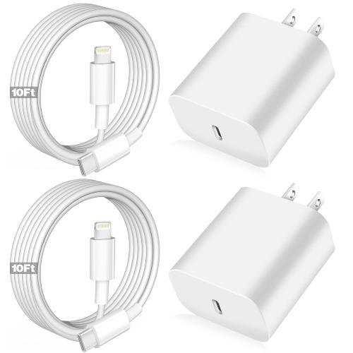 iPhone Fast Charger,Apple Charger Super Quick iPhone Charger Fast Charging,2Pack 10FT Long Type-C to Lightning Cable Cord USB C Wall Charger Block Adapter for iPhone 14 13 12 11/13Pro Max/12Mini/XS/XR