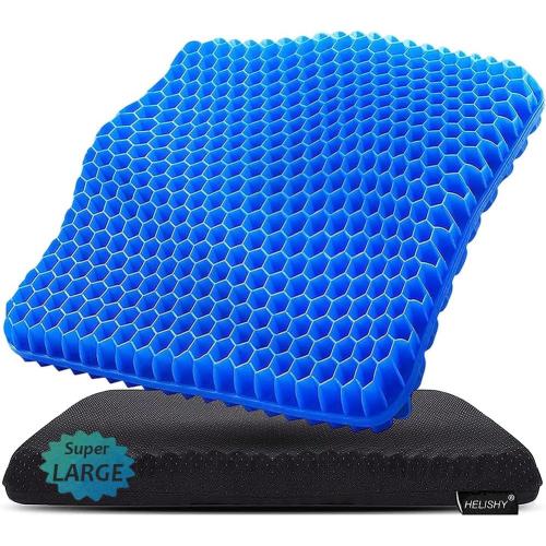 Gel Seat Cushion for Long Sitting Pressure Relief(Super Large&Thick) -Wheelchair Cushion for Pressure Sores - Coccyx,Sciatica & Tailbone Pain Relief Cushion- Non-Slip Butt Pillow for Office, Home, Car