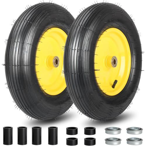 4.80/4.00-8 Pneumatic Tire and Wheel for Wheelbarrow Cart Wagon 2 Pack