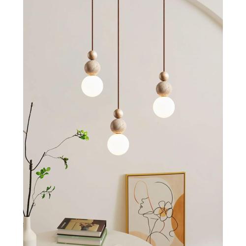Natural Travertine Pendant Light, 10.6 Japanese Wabi Sabi Pendant Light