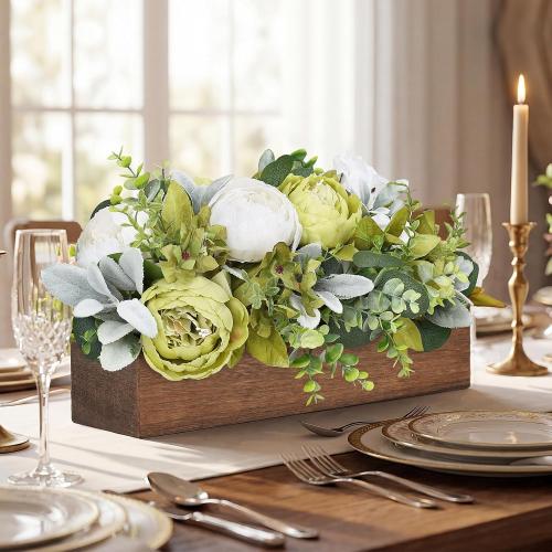 Summer Floral Centerpieces for Table Dining - Green White