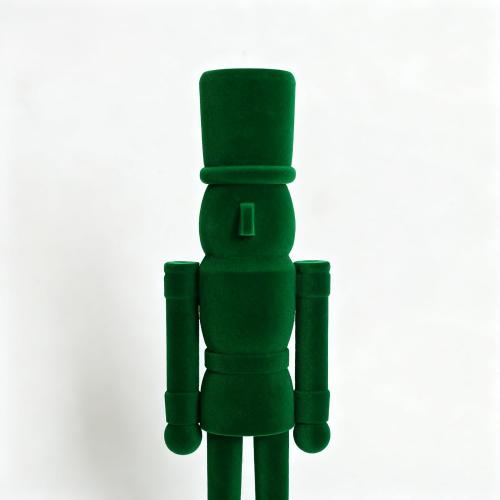 15 Inch Green Velvet Nutcracker Soldier Figurine - Luxury Wooden Christmas Mantel Decor – Emerald Holiday Centerpiece Statue (FLK-Green, 38cm)