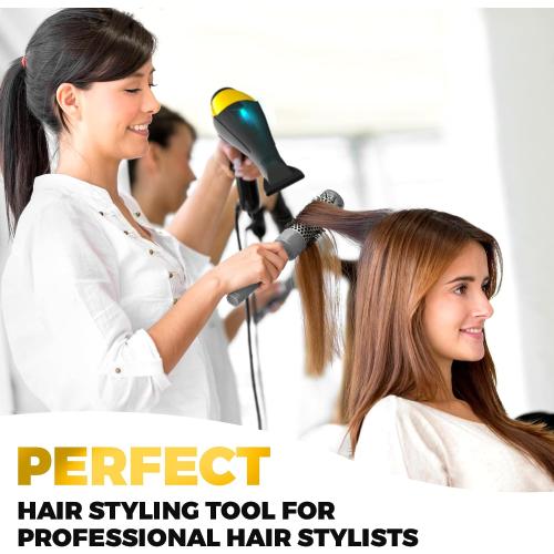 High-Power 2200W Ionic Hair Dryer - Fast-Drying, Constant Temperature Technology, AC Motor - Ideal for Curly Hair Care, Suitable for All Hair Types - HairDryer for Both Women and Men Black/Yellow