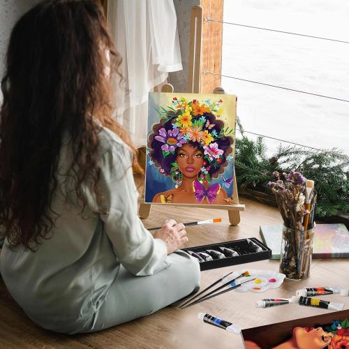 Cholemy 36 Pcs Paint and Sip Kit Gift for Adults 8''x10'',Flower Lady