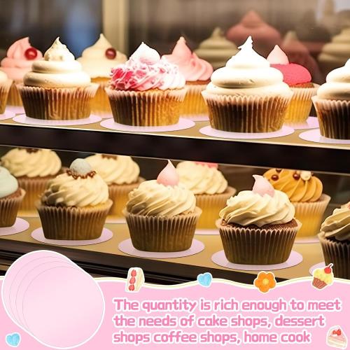 Newtay 100 Pcs 5 Inch Mini Round Cake Boards, Pink