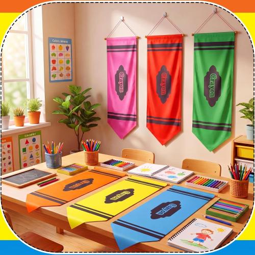 Frienda 6 Pack Back to School Classroom Decor Crayon Hanging Decorations