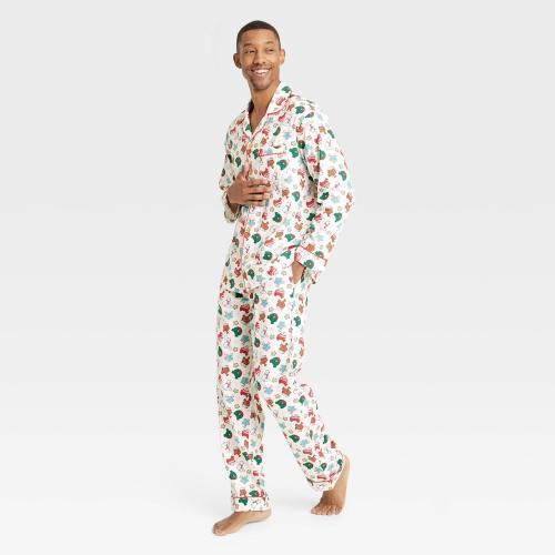 Men's Holiday Treats Print Flannel Holiday Matching Family Pajama Set - Wondershop™ White L