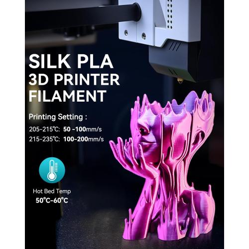 SUNLU 3D Printer Silk Filament,Shiny Silk PLA Filament 1.75mm, Smooth Silky Surface, Great Easy to Print for 3D Printers, Dimensional Accuracy  /- 0.02mm, Silk Light Gold 1KG
