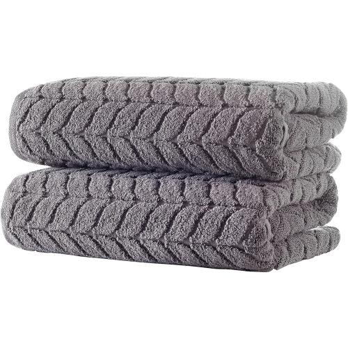 6 Pack.  BAGNO MILANO Turkish Bath Towels, Soft Plush Jacquard Luxury Bath Towels, Quick Dry Towel Set (Grey, 2 pcs Bath Towel Set)
