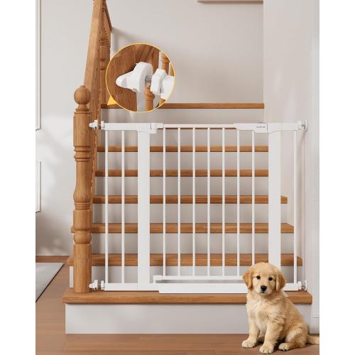 InnoTruth 27-36.6 in Wide Baby Gate for Stairs and Doorways, White