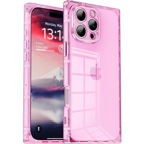 IAIYOXI Rectangle Case Compatible for iPhone 16 Pro, Full Camera Protection & Reinforced Corners TPU Cushion Clear Cover, Shockproof Silicone Phone Case for Women Girls (iPhone 16 Pro, Pink)